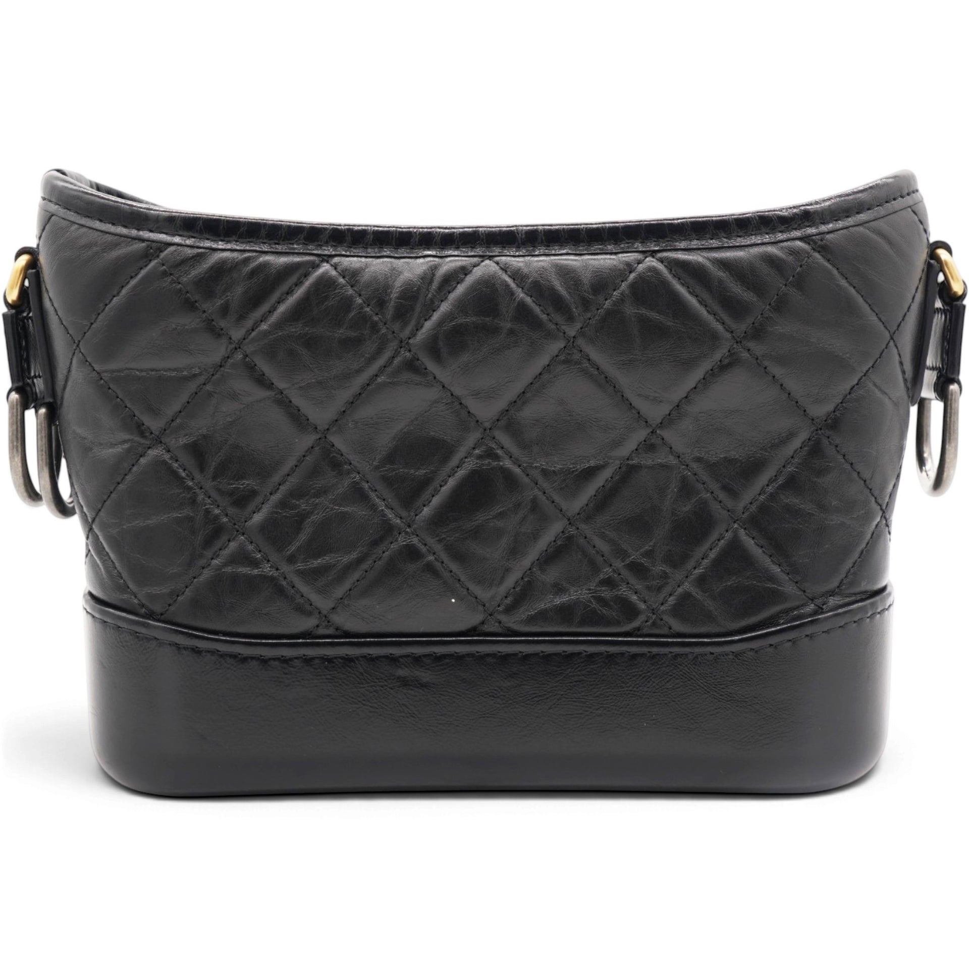 Aged Calfskin Quilted Small Gabrielle Hobo Black