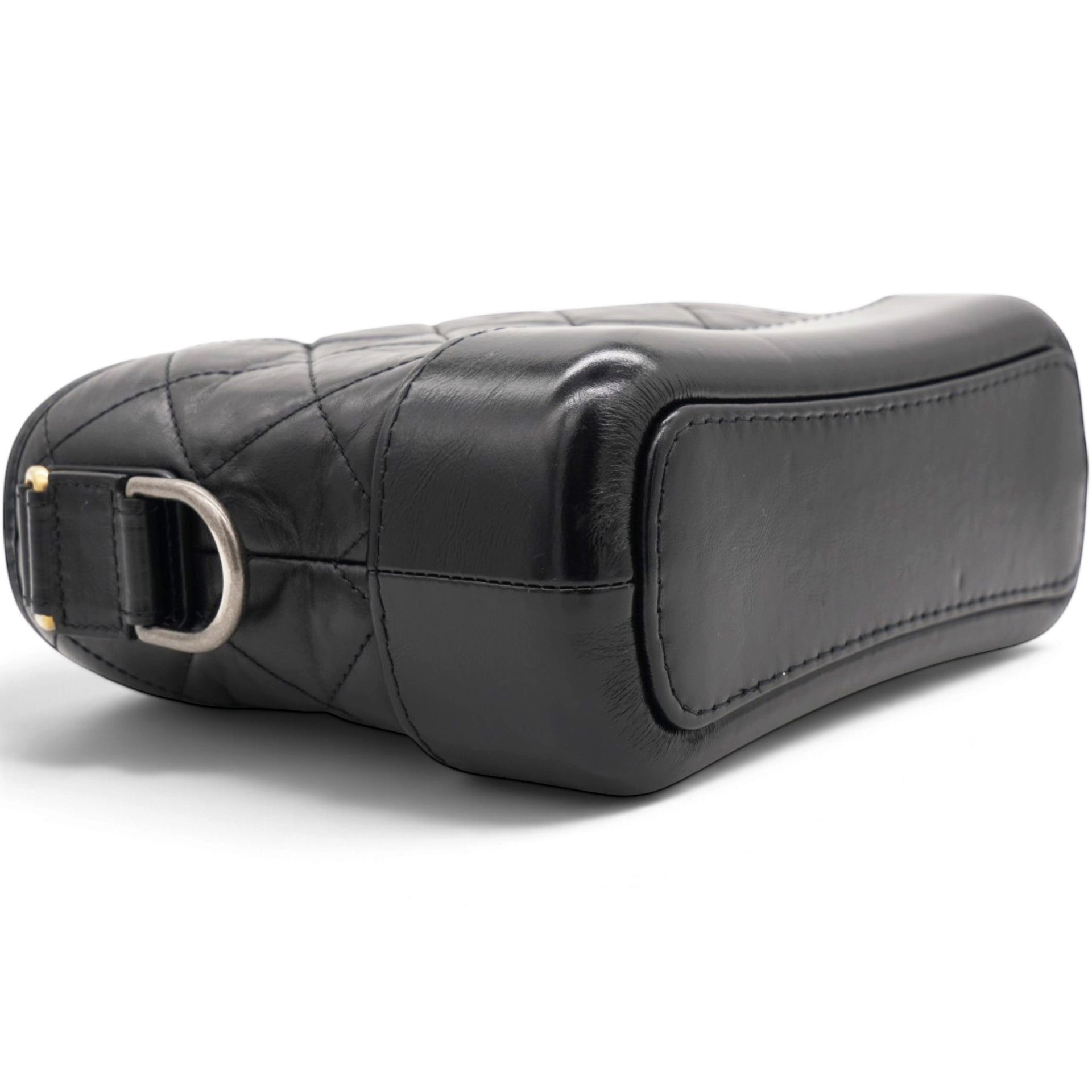 Aged Calfskin Quilted Small Gabrielle Hobo Black