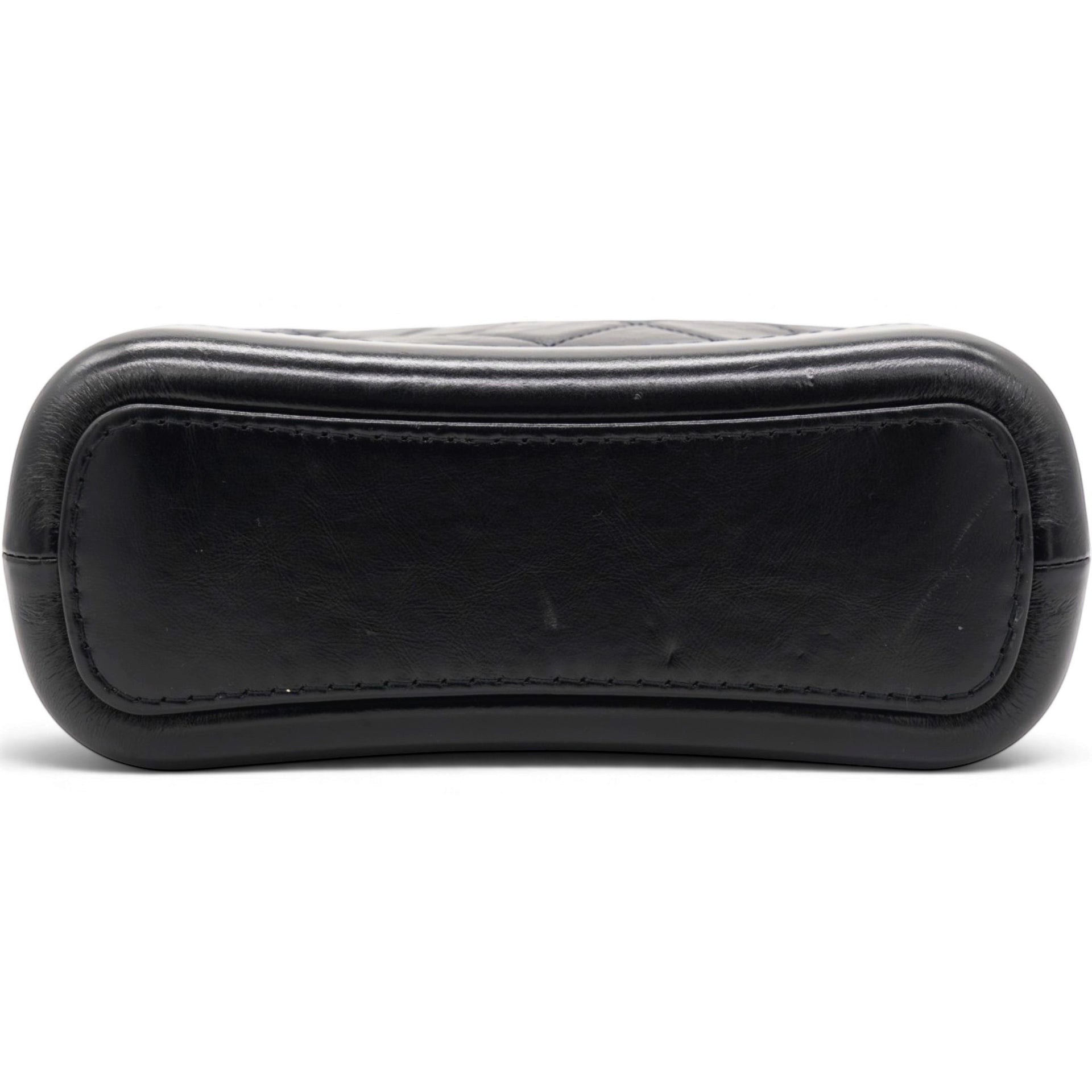 Aged Calfskin Quilted Small Gabrielle Hobo Black