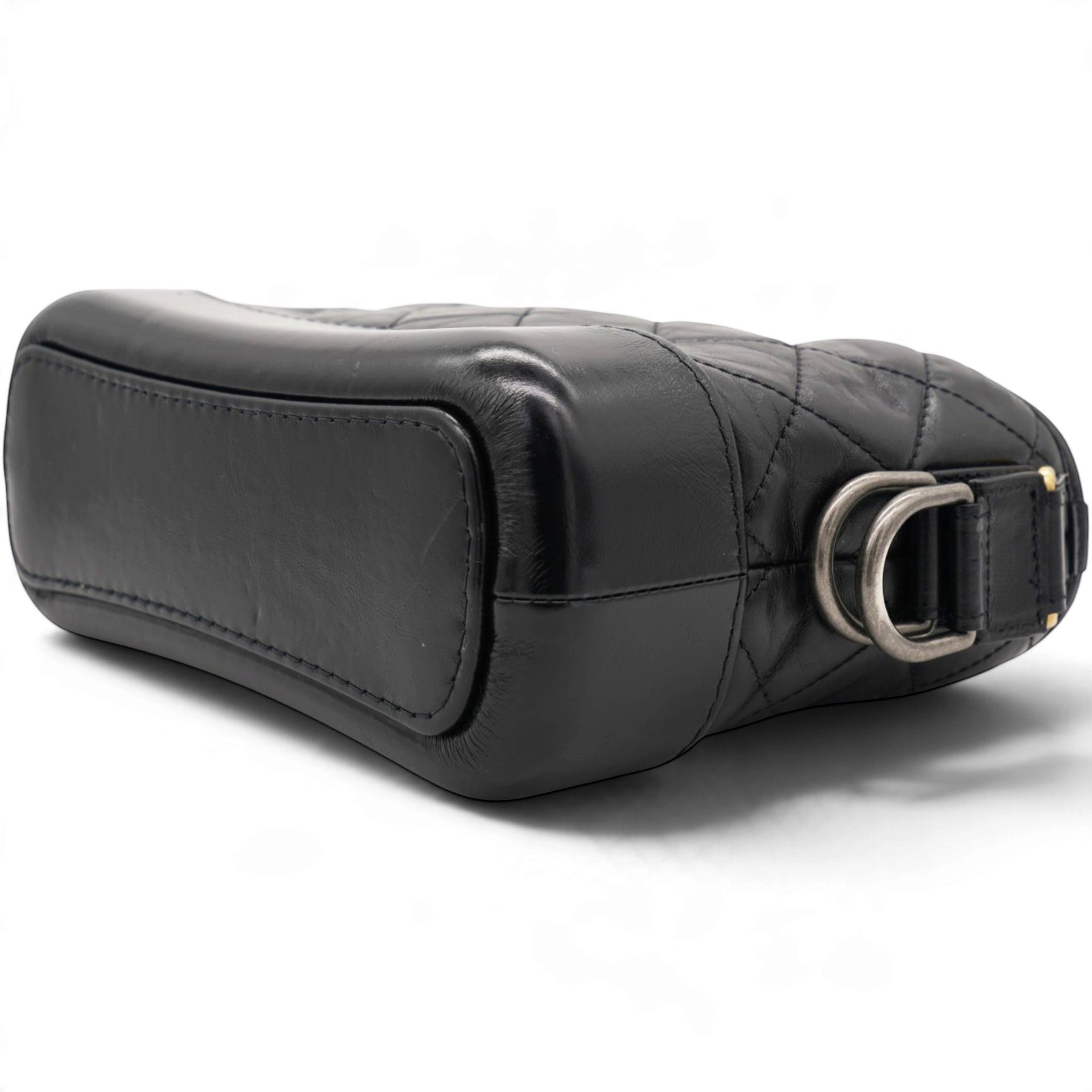 Aged Calfskin Quilted Small Gabrielle Hobo Black