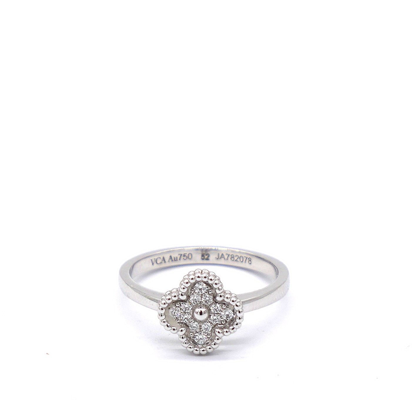 18K White Gold Diamond Sweet Alhambra Ring 52