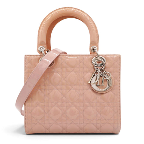 Patent Cannage Medium Lady Dior Light Pink