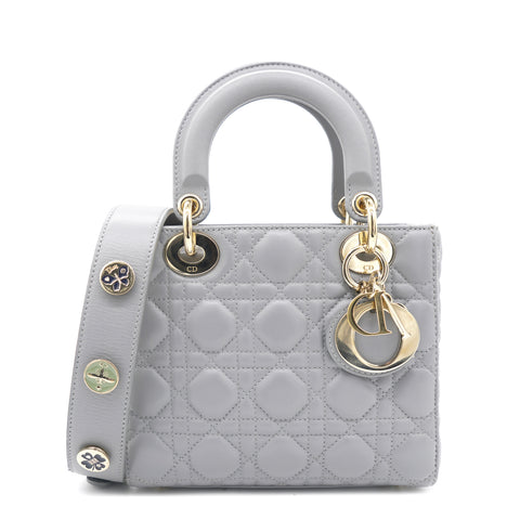 Grey Lambskin Cannage Small Lucky Badges My Lady Dior
