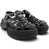 Black Patent Leather SS Open Toe Casual Sandals Size39