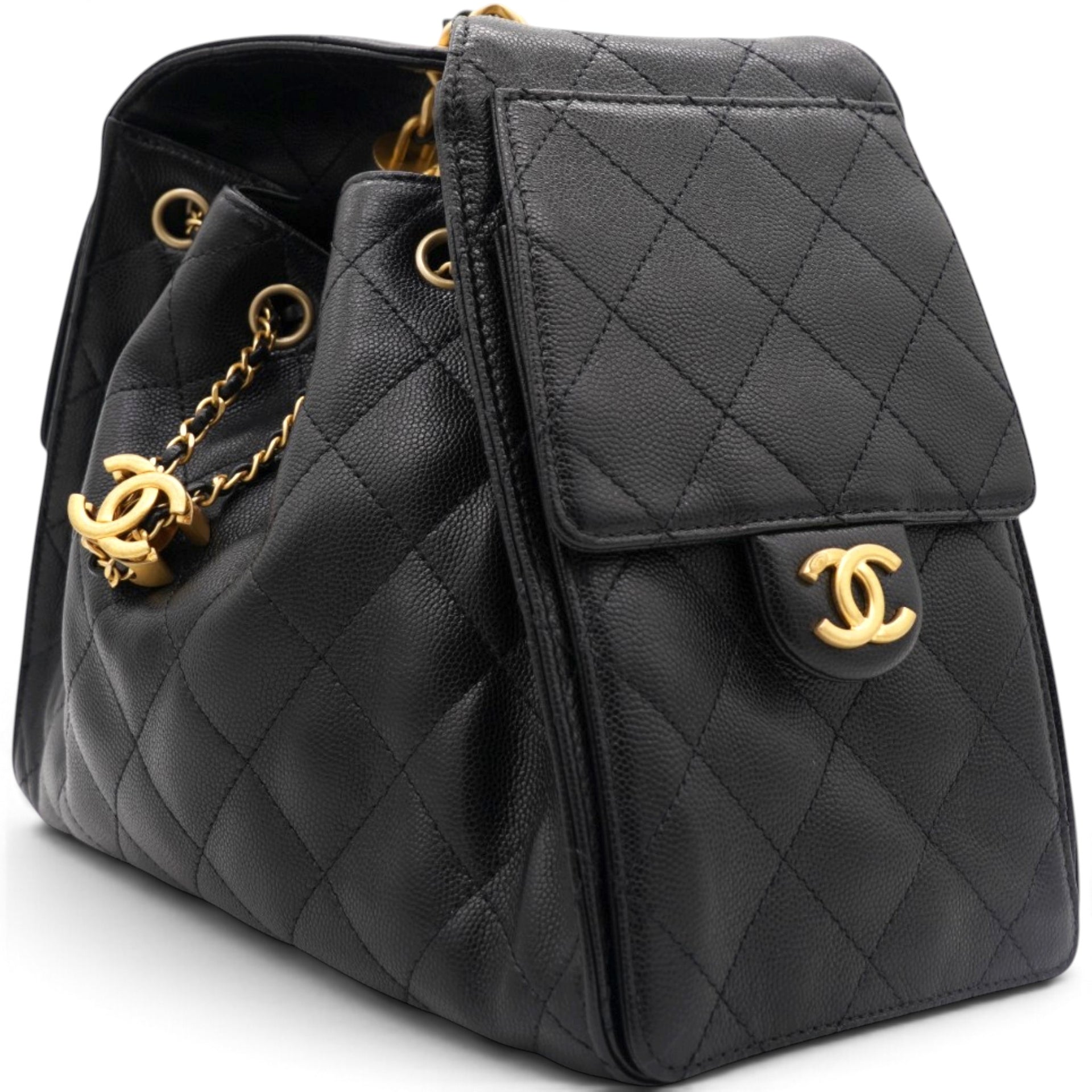 Caviar Quilted Small Chanel 25 Handbag Black