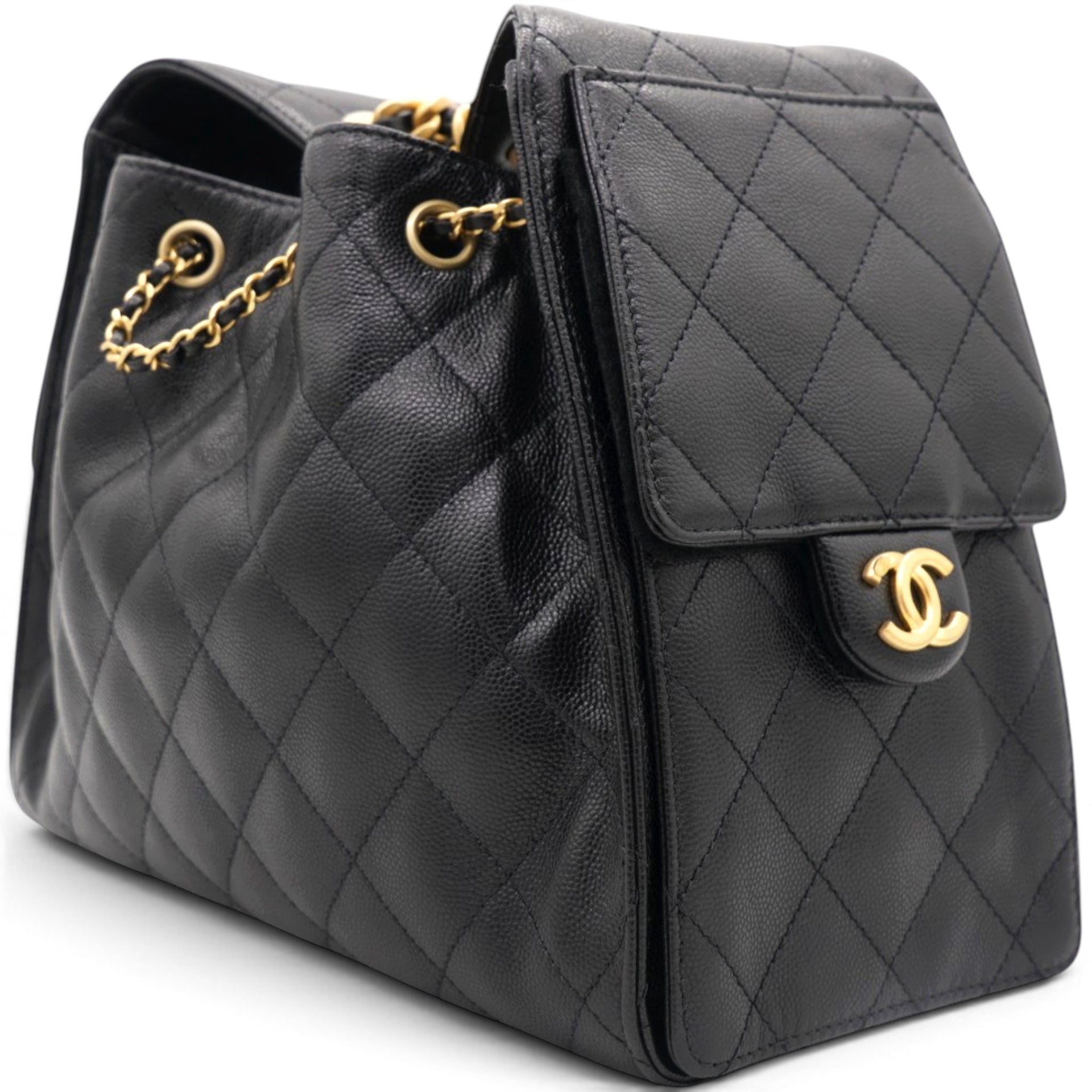 Caviar Quilted Small Chanel 25 Handbag Black