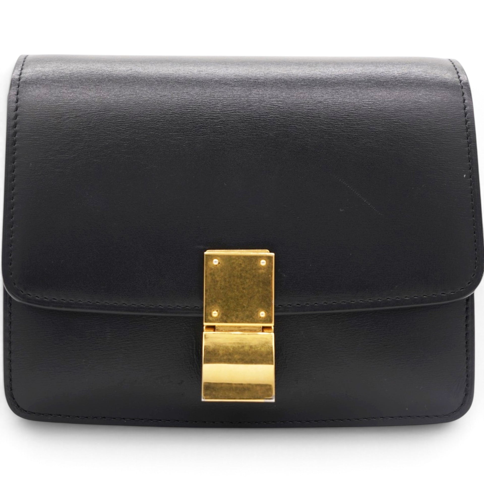 Box Calfskin Mini Classic Box Flap Bag Black