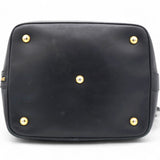 Paris Black Leather Small Emmanuelle Drawstring Bucket Bag