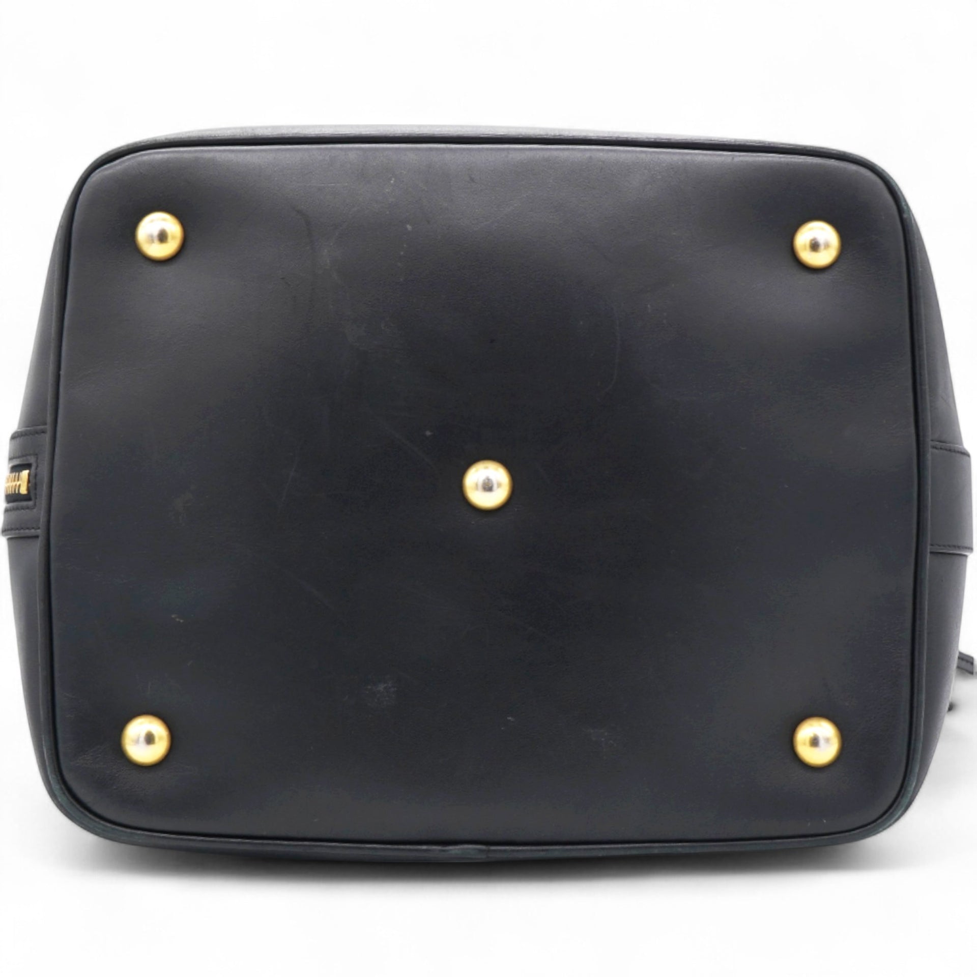 Paris Black Leather Small Emmanuelle Drawstring Bucket Bag