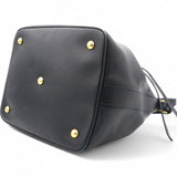 Paris Black Leather Small Emmanuelle Drawstring Bucket Bag