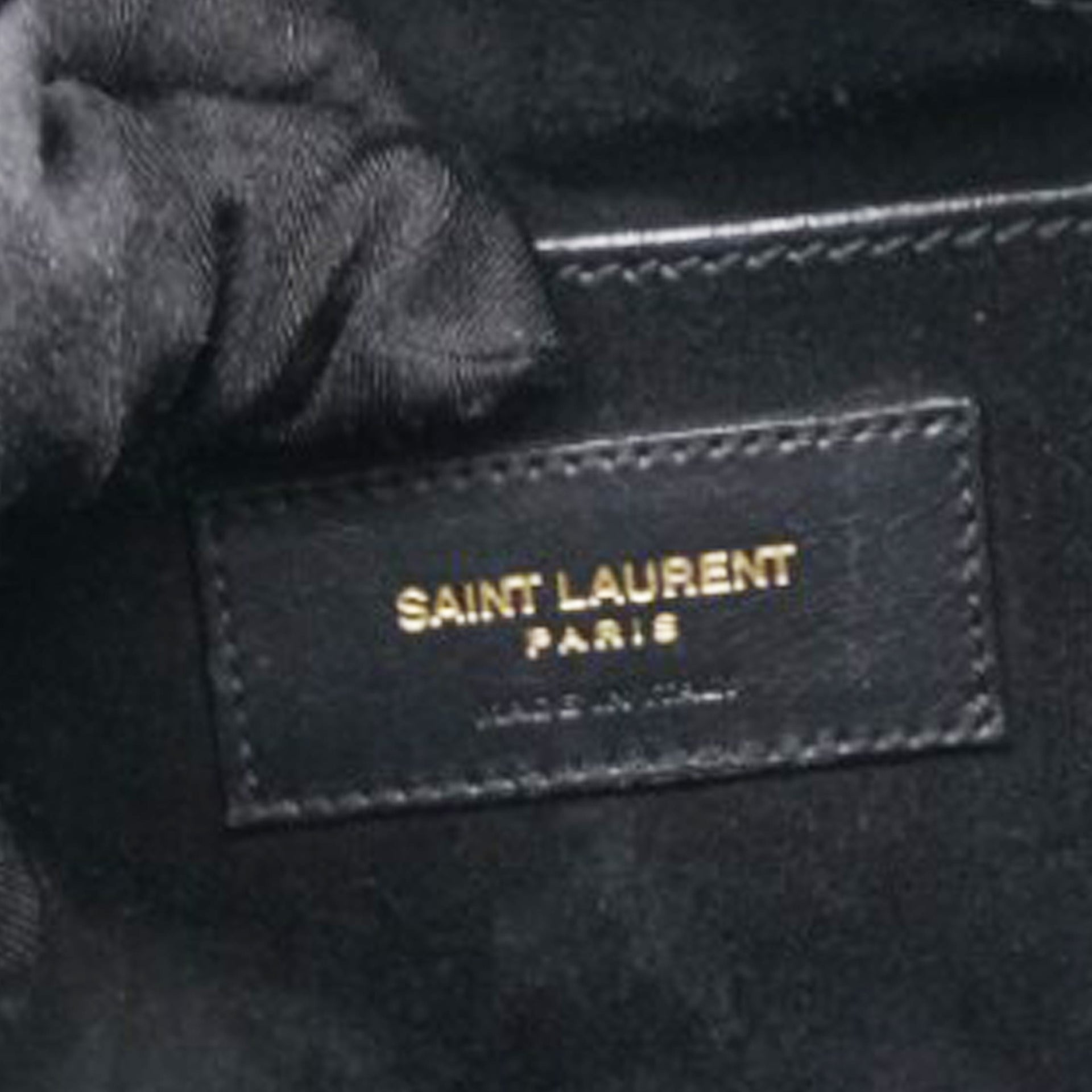 Paris Black Leather Small Emmanuelle Drawstring Bucket Bag