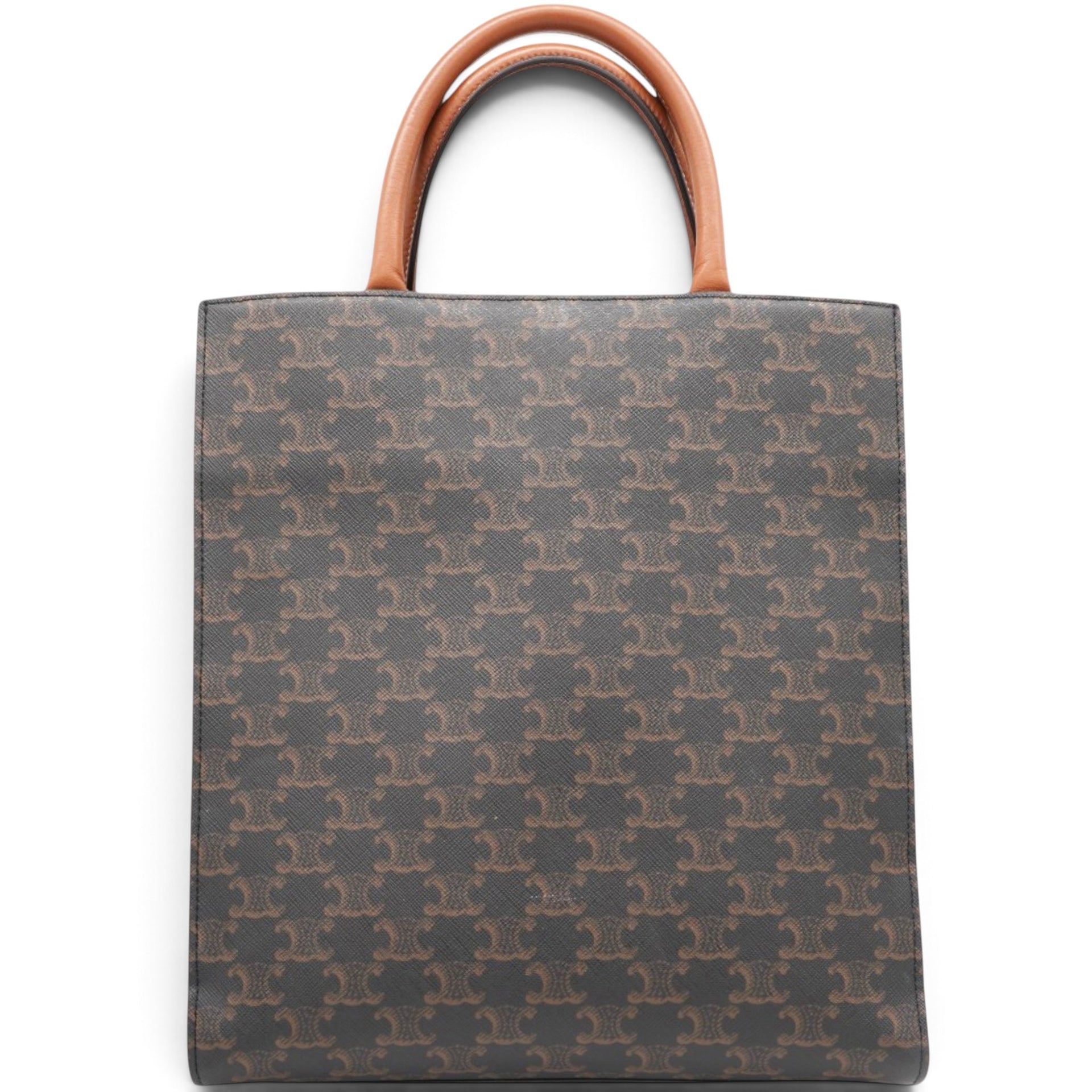 Triomphe Canvas Calfskin Small Vertical Cabas Tan