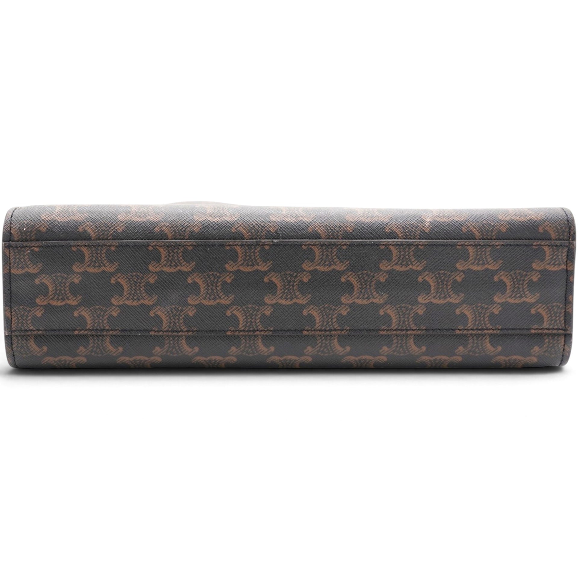 Triomphe Canvas Calfskin Small Vertical Cabas Tan