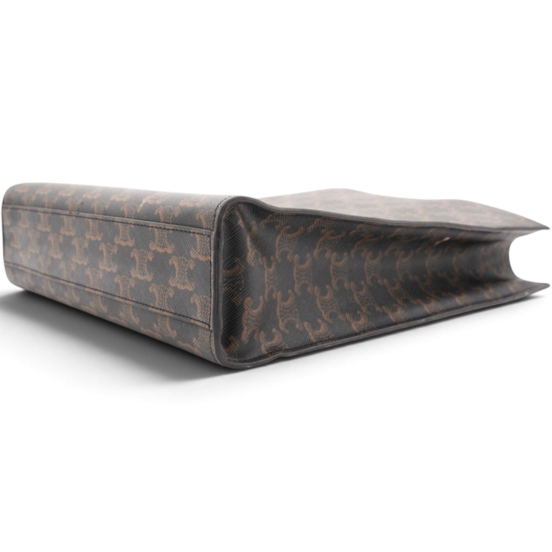 Triomphe Canvas Calfskin Small Vertical Cabas Tan
