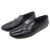 Black Leather CC Smoking Loafers 37.5