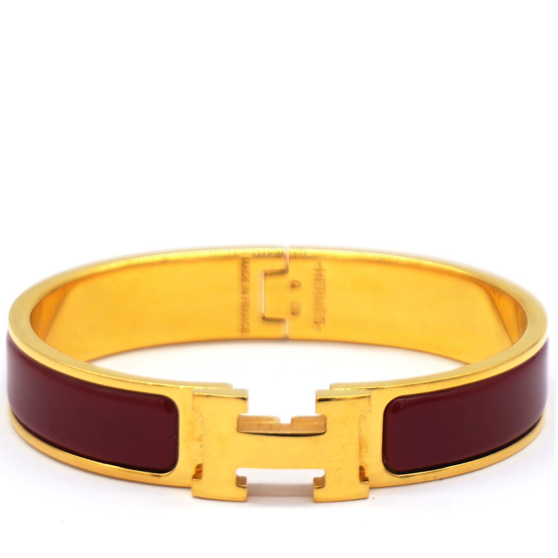 Hermes Enamel Narrow Clic Clac H Bracelet GM Rouge H – STYLISHTOP