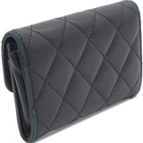 Lambskin Quilted Classic Card Holder Black SHW