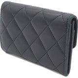 Lambskin Quilted Classic Card Holder Black SHW