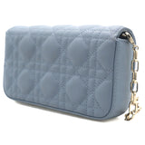 Calfskin Cannage Lady Dior Phone Pouch Cloud Blue