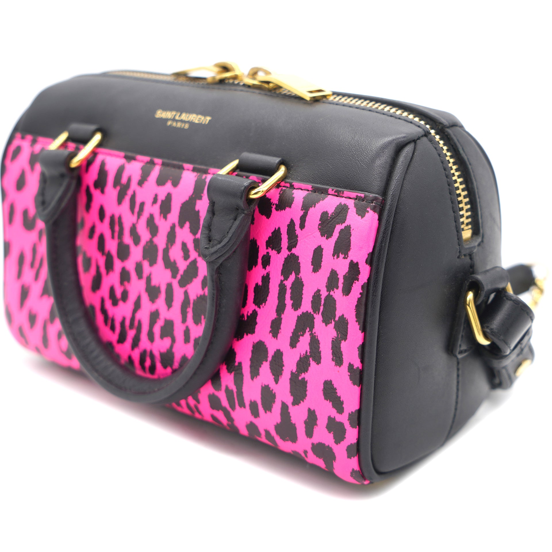Mini Duffle Leopard Print Black/Pink。