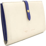 Large Strap Wallet in Grained Calfskin White/Blue