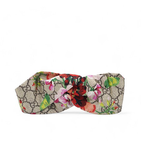 Gucci Silk Monogram Blooms Print Headband Antique Rose  display picture 1