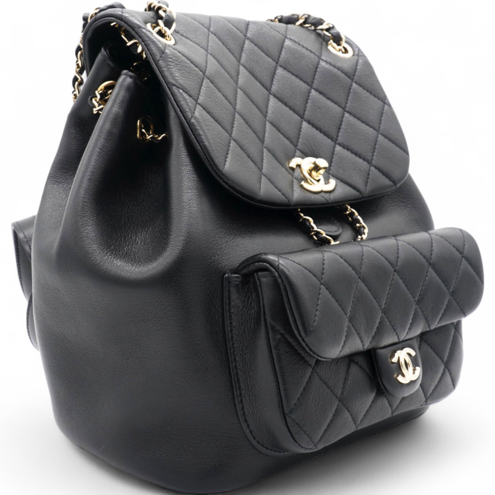 chanel black quilted leather backpack Chanel Lambskin Quilted Duma Drawstring Backpack Black – STYLISHTOP