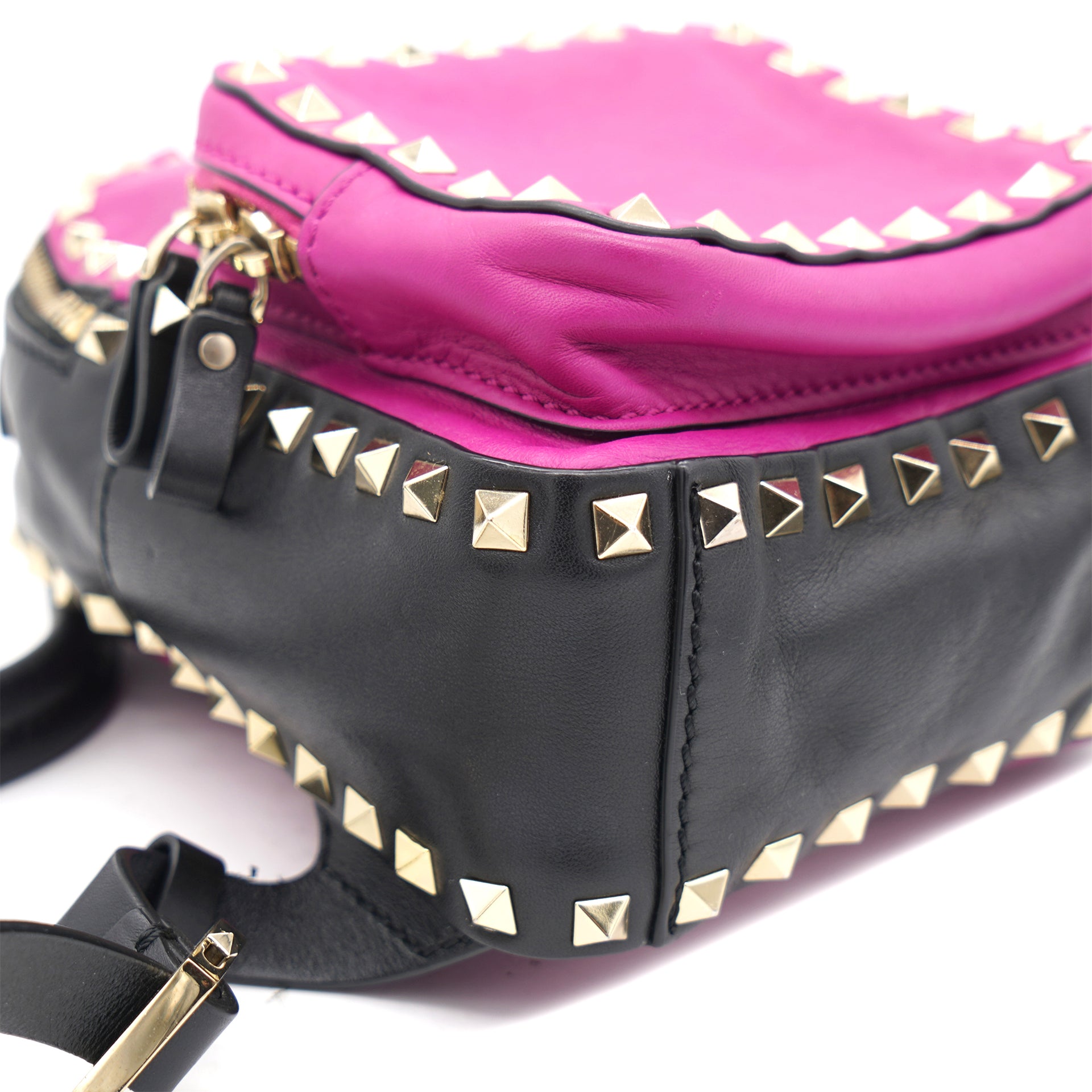 Calfskin Rockstud Backpack Pink/Black