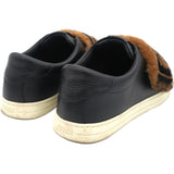 Brown/Black Leather And FF Motif Fur Low Top Sneakers 38