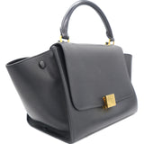 Textured Calfskin and Suede Small Trapeze Luggage Black