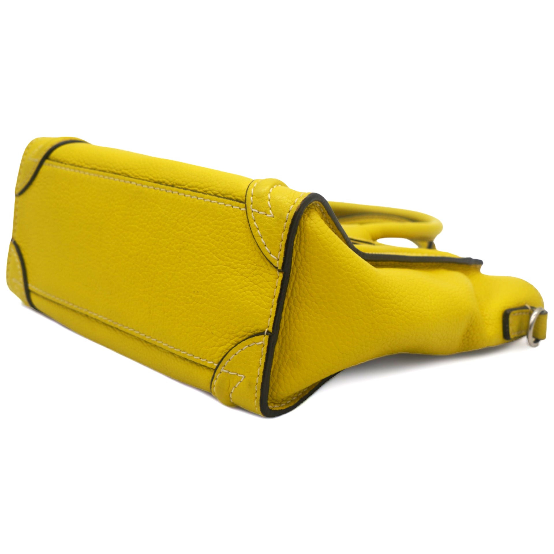 Drummed Calfskin Nano Luggage Tote Yellow