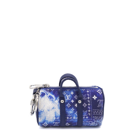 Mini Keepall Bag Charm & Key Holder Blue Bandana
