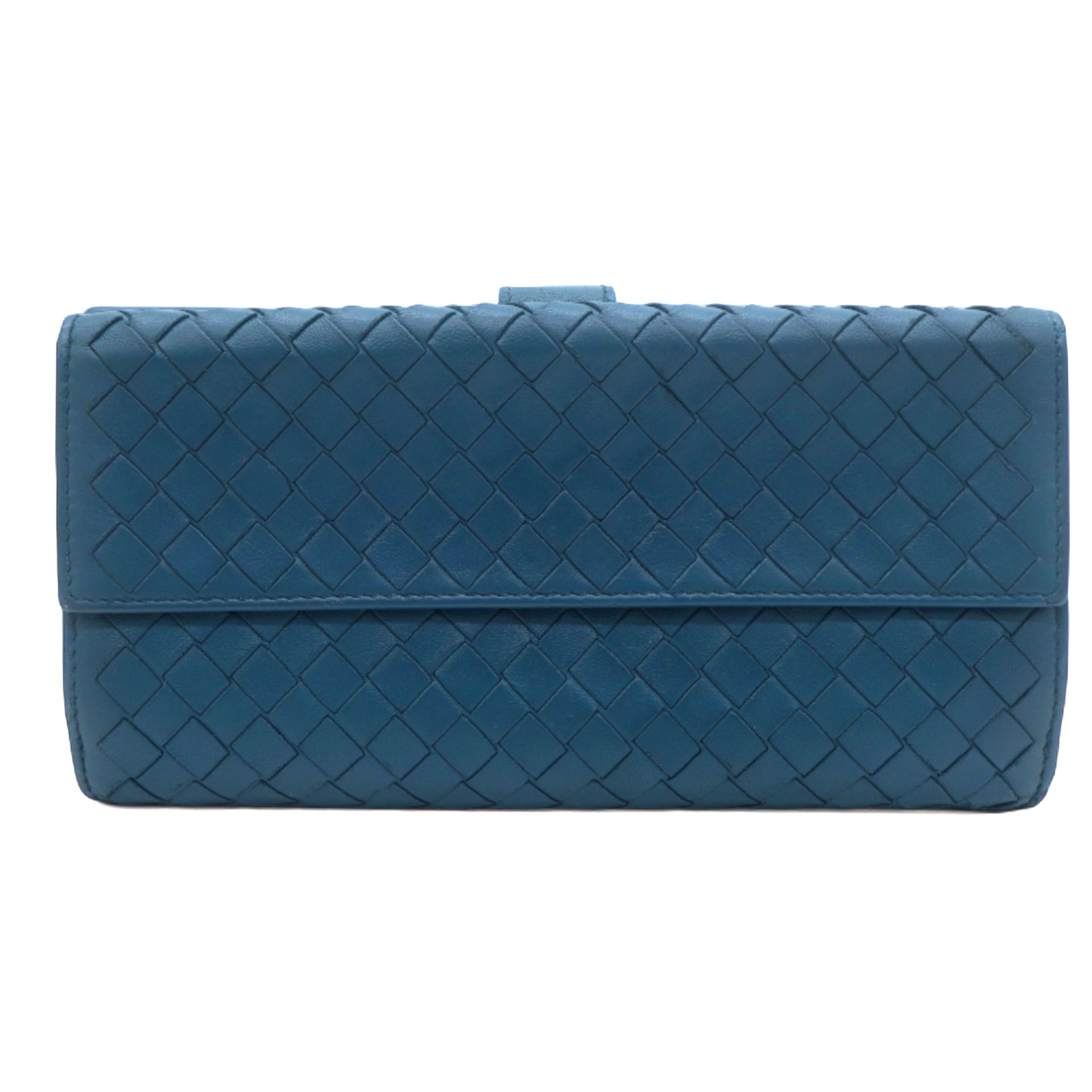 Intrecciato Nappa Leather French Long Wallet Blue