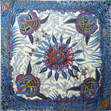 Flowers of South Africa Scarf Vanille/Bleu Royal 140
