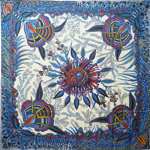 Flowers of South Africa Scarf Vanille/Bleu Royal 140
