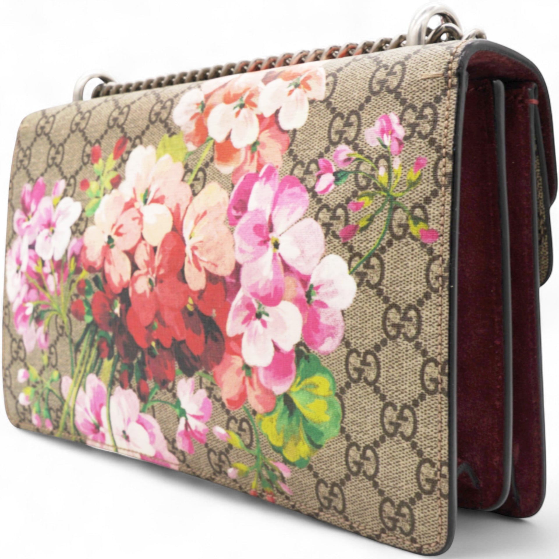 GG Supreme Monogram Blooms Small Dionysus Shoulder Bag Beige Multicolor Dry Rose