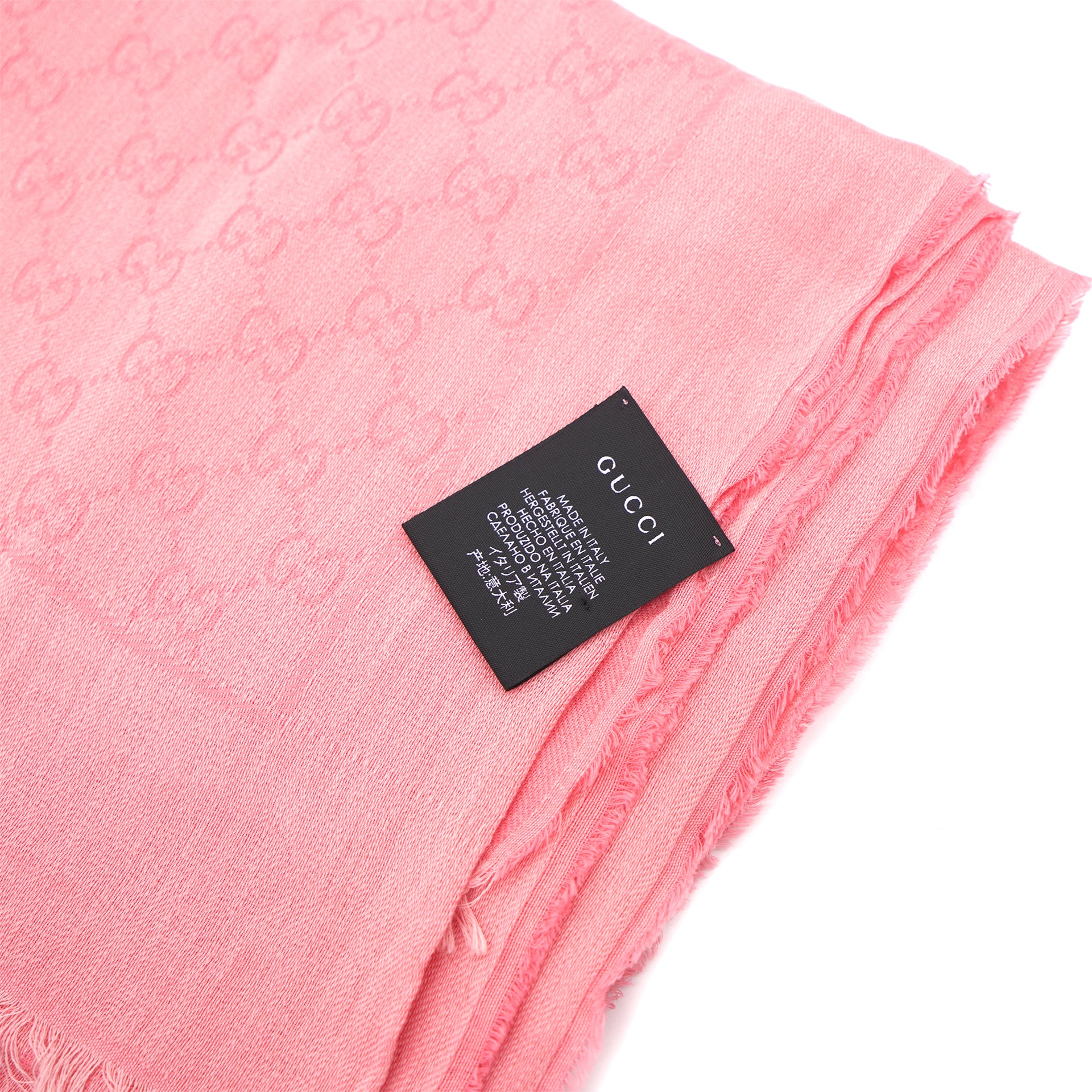 GG Monogram Cotton-Blend Jacquard Scarf Peachy Pink