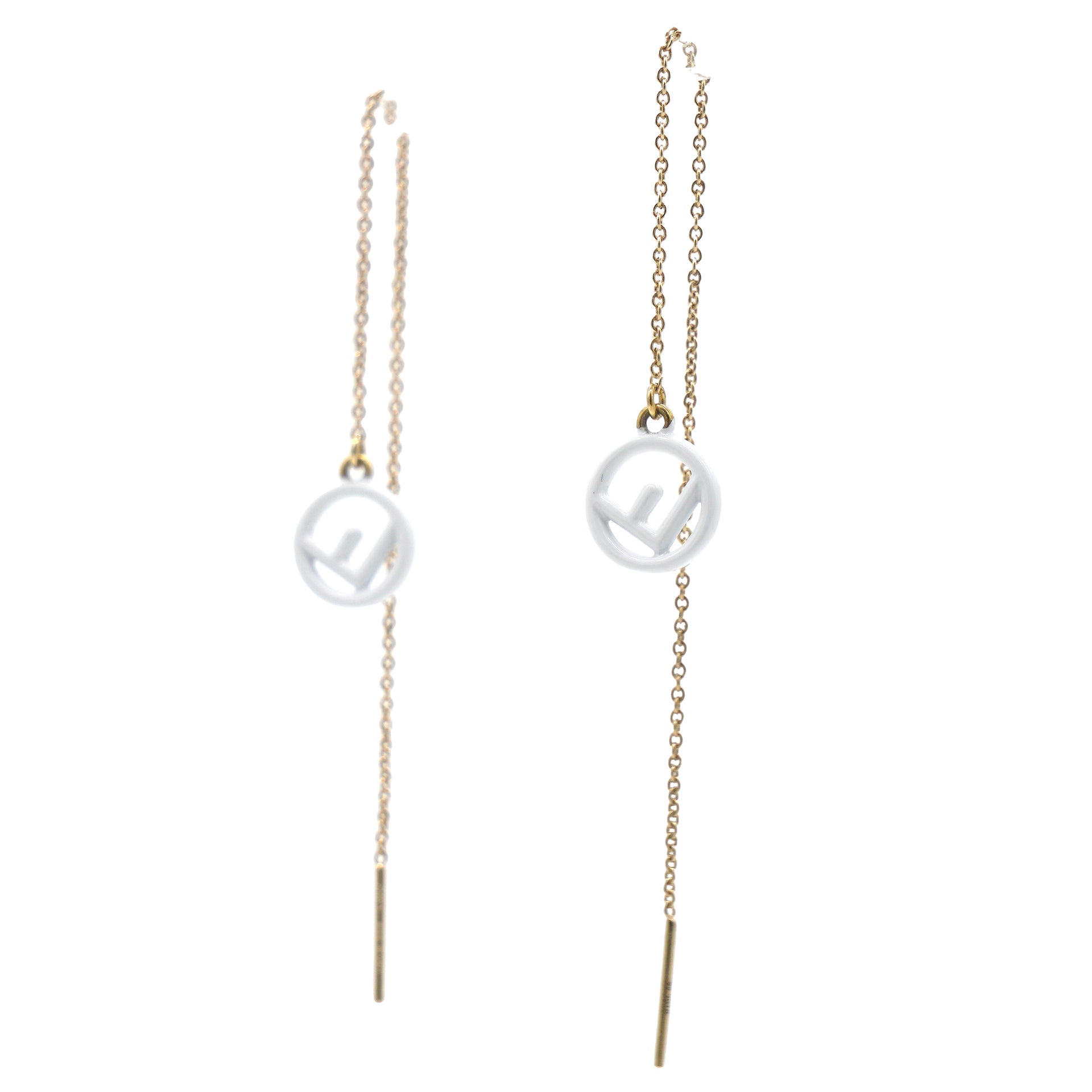 F Is Earrings In Gold And White