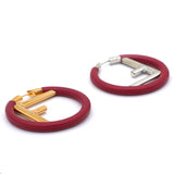 Leather Logo "F" Two Tone Hoop Earrings