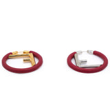 Leather Logo "F" Two Tone Hoop Earrings
