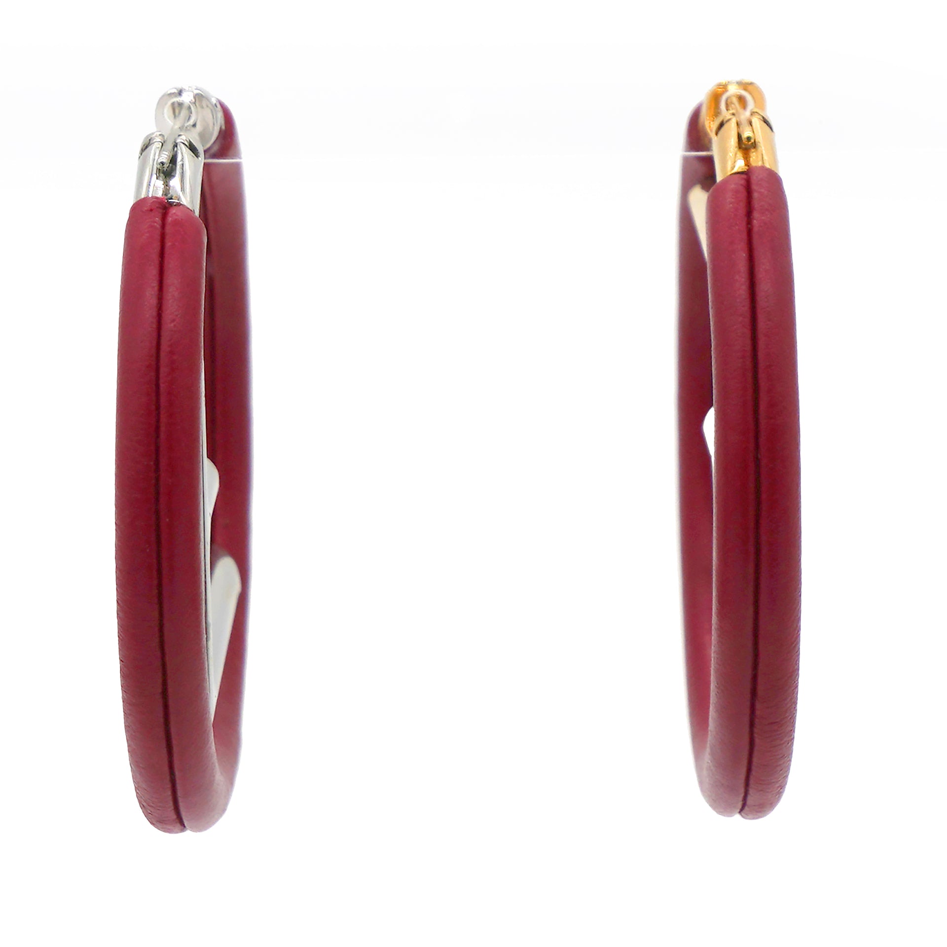 Leather Logo "F" Two Tone Hoop Earrings
