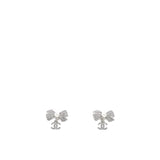 Silver Ribbon Row CC Crystal Piercing Earrings