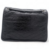 Black Aged Leather Large Niki Shoulder Bag