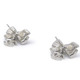Silver Ribbon Row CC Crystal Piercing Earrings