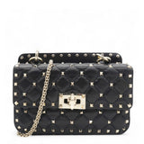Valentino Garavani  Lambskin Small Rockstud Spike Shoulder Bag Black