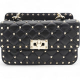Valentino Garavani  Lambskin Small Rockstud Spike Shoulder Bag Black