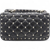 Valentino Garavani  Lambskin Small Rockstud Spike Shoulder Bag Black