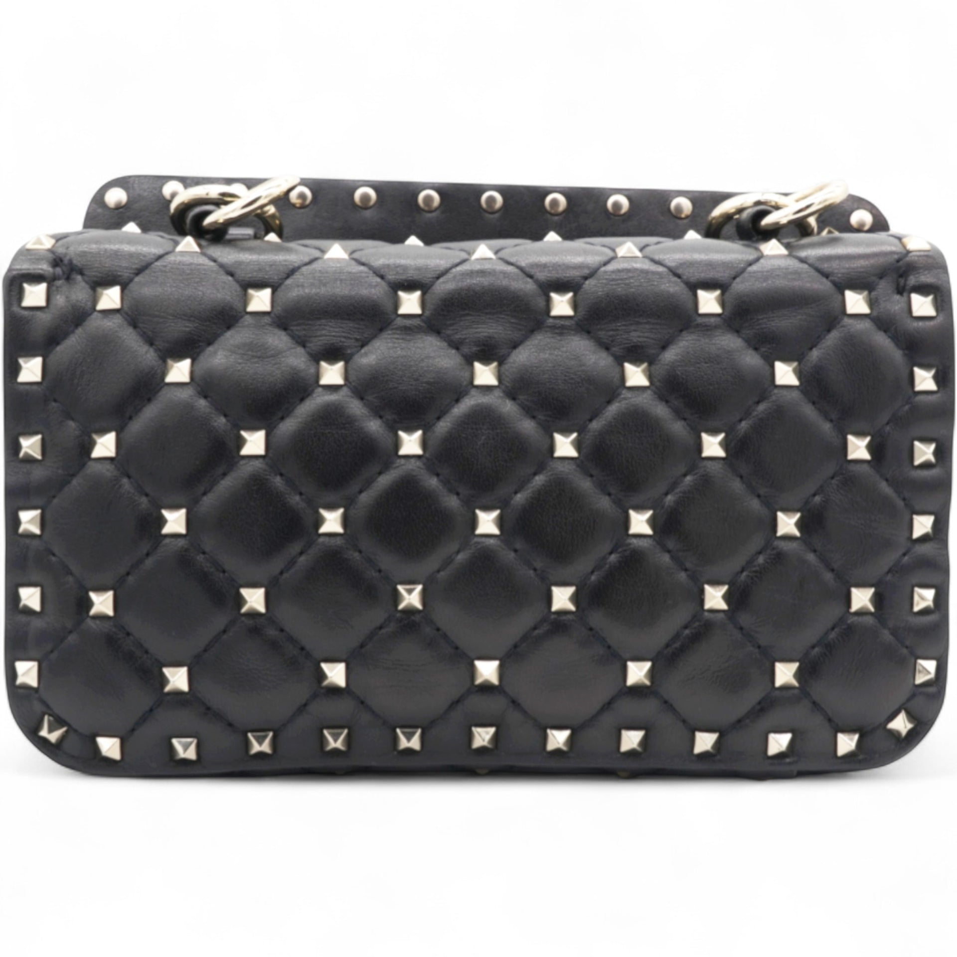 Valentino Garavani  Lambskin Small Rockstud Spike Shoulder Bag Black
