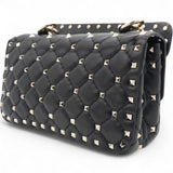 Valentino Garavani  Lambskin Small Rockstud Spike Shoulder Bag Black