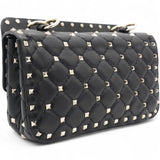 Valentino Garavani  Lambskin Small Rockstud Spike Shoulder Bag Black